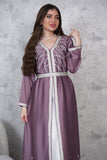 Purple Embroidered Two Piece Kaftan 