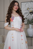 Corset midi dress decorated with prominent flowers 