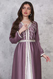 Purple Embroidered Two Piece Kaftan 