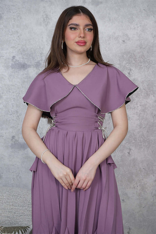 Purple Side Tie Midi Dress 