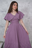 Purple Side Tie Midi Dress 