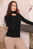 Winter blouse with folded collar and long sleeves, black 