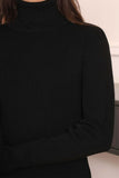 Winter blouse with folded collar and long sleeves, black 