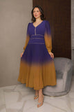 Long-sleeved chiffon midi evening dress, purple 