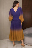 Long-sleeved chiffon midi evening dress, purple 