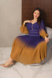 Long-sleeved chiffon midi evening dress, purple 