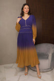 Long-sleeved chiffon midi evening dress, purple 