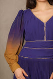 Long-sleeved chiffon midi evening dress, purple 