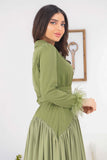 Green dress with split design