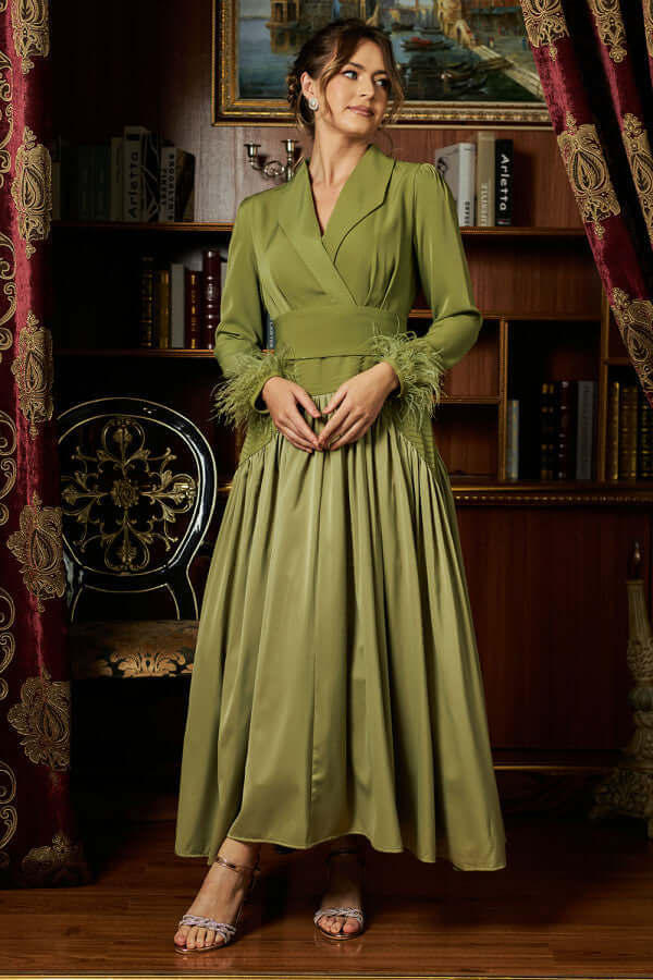 Green dress with split design