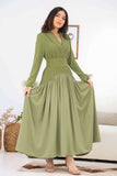 Green dress with split design