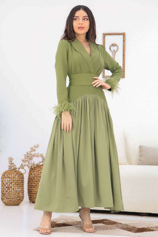 Green dress with split design