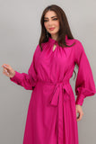 Midi dress with high neckline, fuchsia color