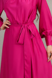 Midi dress with high neckline, fuchsia color