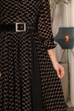 Black velvet dress with chiffon pleats 