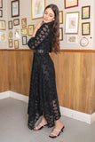 Hairan sleeve lace dress, black 