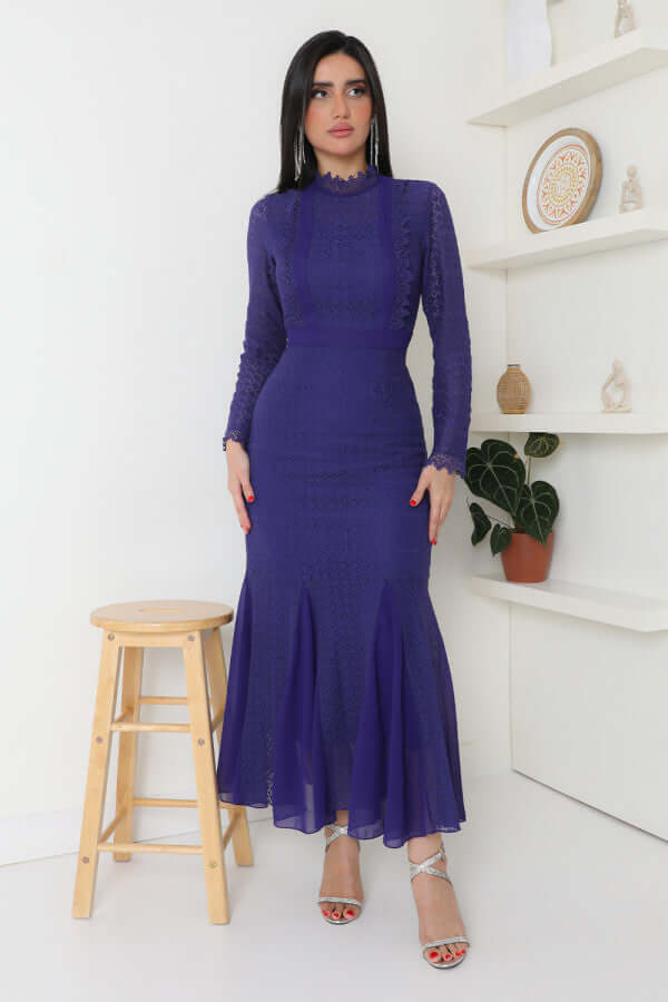 Elegant solid purple dress 