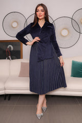 Two-piece midi dress, navy blue 
