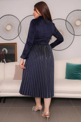 Two-piece midi dress, navy blue 