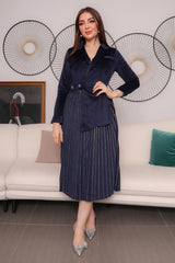 Two-piece midi dress, navy blue 