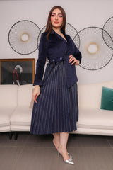 Two-piece midi dress, navy blue 
