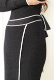 Midi dress with a wrap belt attached to the waist, black 