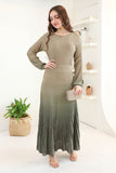 Long wavy dress with long sleeves, green 