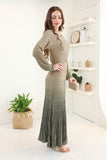 Long wavy dress with long sleeves, green 