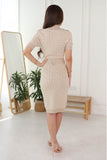 Beige midi dress with buttons and beige belt 