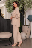 Beige buttoned blouse and pants set