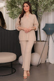 Beige buttoned blouse and pants set