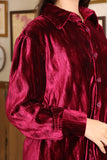 Burgundy velvet and buttoned blouse set