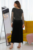 Soft velvet midi dress with black polka dot jacket