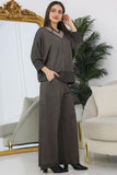 V-neck blouse and pants set