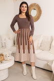 Brown striped blouse and skirt set