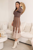 Brown striped blouse and skirt set