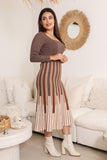 Brown striped blouse and skirt set