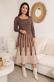 Brown striped blouse and skirt set