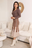 Brown striped blouse and skirt set