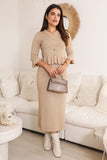 Hairan beige skirt and blouse set with sleeves