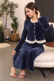 Navy buttoned skirt and blouse set 