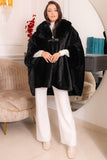 Black winter fur jacket with buttons