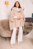 Winter fur jacket with buttons, beige color - 