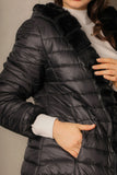 Double-face winter jacket with zippers, black 