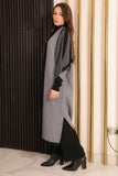 Black and gray long sweater coat with cardigan sleeves 