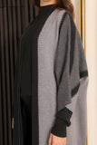 Black and gray long sweater coat with cardigan sleeves 