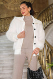 Short fur winter jacket with beige buttons 