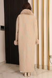 Beige striped wool winter jacket 