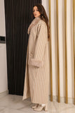 Beige striped wool winter jacket 