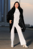 Black fur winter jacket with buttons 